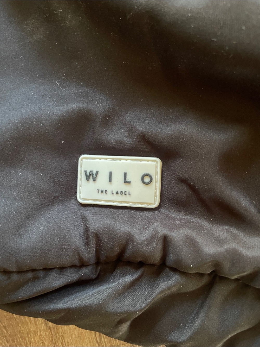 Wilo The Label Ruched Cinched Puffer Bag. Black - Picture 2 of 6